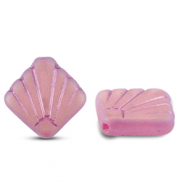 Perles tch&egrave;ques diafan 17mm Transparent rose AB-rose