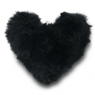 Pendentifs accroche-regard pompon c&oelig;ur Noir
