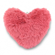 Pendentifs accroche-regard pompon c&oelig;ur Rose fonc&eacute;