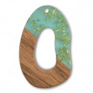 Pendentifs en bois irr&eacute;guli&egrave;res Vert transparent-dor&eacute;-marron