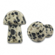 Pierres naturelles pendentifs jaspe dalmatien champignon Greige-noir