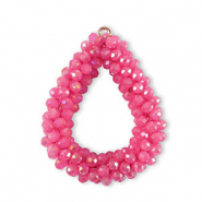 Boucles pendentifs facett&eacute;es goutte Rouge ros&eacute;