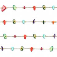 Appr&ecirc;ts en acier inox cha&icirc;ne maille jaseron irr&eacute;gulier Dor&eacute;-multicolore