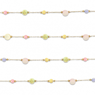 Appr&ecirc;ts en acier inox cha&icirc;ne maille jaseron rond Dor&eacute;-multicolore pastel