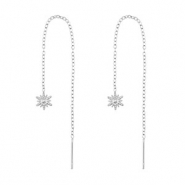 Boucles d'oreilles en acier Inox soleil Argent&eacute;