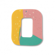 Pendentifs en polym&egrave;re carr&eacute; Vert-rose-jaune ocre