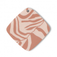 Pendentifs en polym&egrave;re rhombe Rose p&ecirc;che clair-marron clair