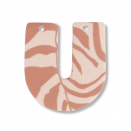 Pendentifs en polym&egrave;re en forme de U Rose p&ecirc;che clair-marron clair