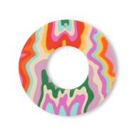 Pendentifs en polym&egrave;re rond Multicolore
