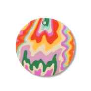Pendentifs en polym&egrave;re rond Multicolore