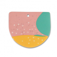 Pendentifs en polym&egrave;re Vert-rose-jaune ocre