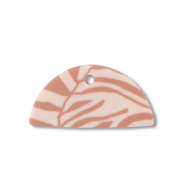Pendentifs en polym&egrave;re semi-circulaire Rose p&ecirc;che clair-marron clair
