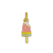 Breloques en m&eacute;tal sucette de glace Rose-jaune-dor&eacute;