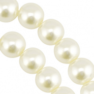Perles en verre 14mm Blanc cass&eacute;