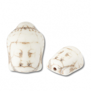 Perles en c&eacute;ramique bouddha Blanc cass&eacute;