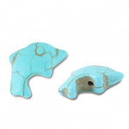 Perles en c&eacute;ramique dauphin Bleu turquoise