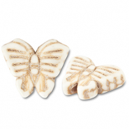 Perles en c&eacute;ramique papillon Blanc cass&eacute;