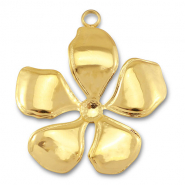 Breloques en acier Inox fleur Dor&eacute;