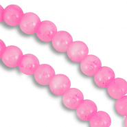 Perles en verre 8 mm mouchet&eacute; Rose