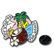 Pins "Let's go to the beach" Rose-blanc-marron