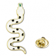 Pins serpent Blanc-noir-dor&eacute;