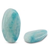 Pierres naturelles perles Calc&eacute;doine & Agate ovale craquel&eacute; Transparent bleu clair
