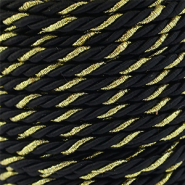Cordon tendance torsad&eacute; 3mm Noir-dor&eacute;