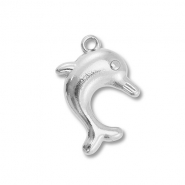 Breloques en acier Inox dauphin Argent&eacute;