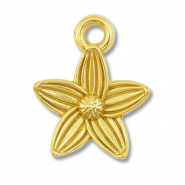 Breloques en acier Inox fleur Dor&eacute;