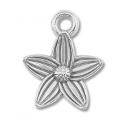 Breloques en acier Inox fleur Argent&eacute;