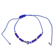 Cha&icirc;nes de cheville tendance perles mixtes Bleu fonc&eacute;-dor&eacute;