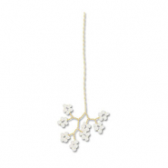 Pendentifs en perles de verre fleur Dor&eacute;-blanc