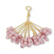 Pendentifs en perles de verre fleur Dor&eacute;-mauve