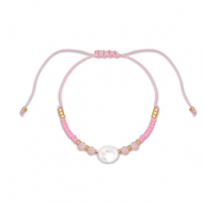 Bracelets tendance perles mixtes Rose-blanc-dor&eacute;
