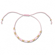 Cha&icirc;nes de cheville tendance perles mixtes Rose clair-dor&eacute;
