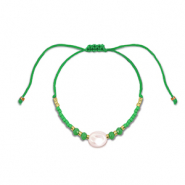 Cha&icirc;nes de cheville tendance perles mixtes Vert-blanc-dor&eacute;
