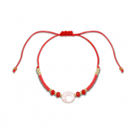 Cha&icirc;nes de cheville tendance perles mixtes Rouge-blanc-dor&eacute;
