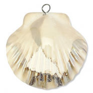 Breloques en c&eacute;ramique DQ grecque coquille saint-jacques Beige-marron