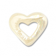 Perles en c&eacute;ramique DQ grecque c&oelig;ur Blanc cass&eacute;