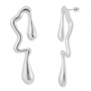 Boucles d'oreilles accroche-regard irr&eacute;gulier Argent&eacute;
