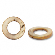 Perles coquillage 20mm rond Marron