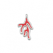 Breloques en m&eacute;tal DQ corail Rouge-Argent&eacute; antique (sans nickel)