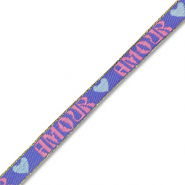 BY31&reg; Ruban texte "Amour" Bleu lavande-rose-blue clair-dor&eacute;