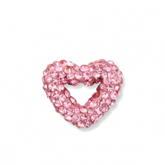 Perles acryliques avec strass c&oelig;ur Rose clair