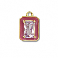 M&eacute;tal TQ laiton breloques rectangle Dor&eacute;-violet