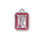 M&eacute;tal TQ laiton breloques rectangle Argent&eacute;-violet