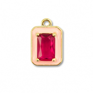 M&eacute;tal TQ laiton breloques rectangle Dor&eacute;-rose cr&egrave;me-rouge vin de baies
