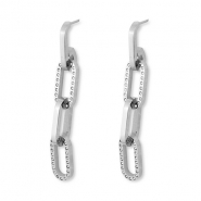 Boucles d'oreilles en acier Inox cha&icirc;ne Argent&eacute;