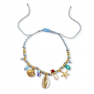 Bracelets en acier Inox avec breloque vie marine Dor&eacute;-multicolore