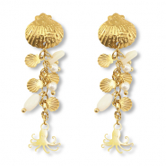 Boucles d'oreilles en acier Inox calmar Dor&eacute;-blanc